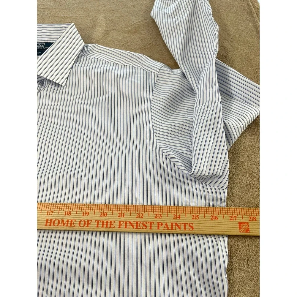 Vintage Polo by Ralph Lauren Regent Striped Dress Shirt Mens 18 Neck 46 Blue NEW